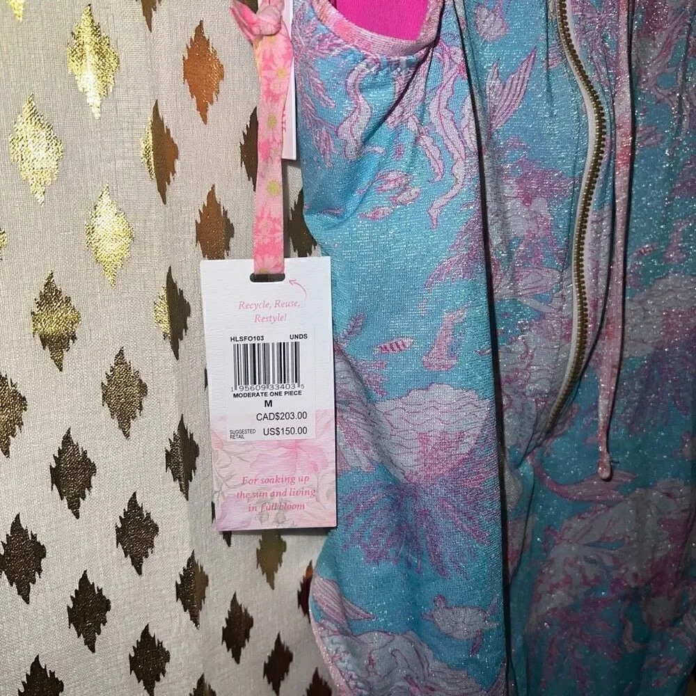 NWT LOVESHACKFANCY X HURLEY - UNDER THE SEA MODERATE COVERAGE ONE PIECE size M